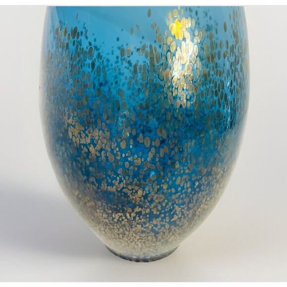 Pier 1 Imports Blue Vase w/ Rose Gold Sparkle Flecks 10.5” - Picture 3 of 4